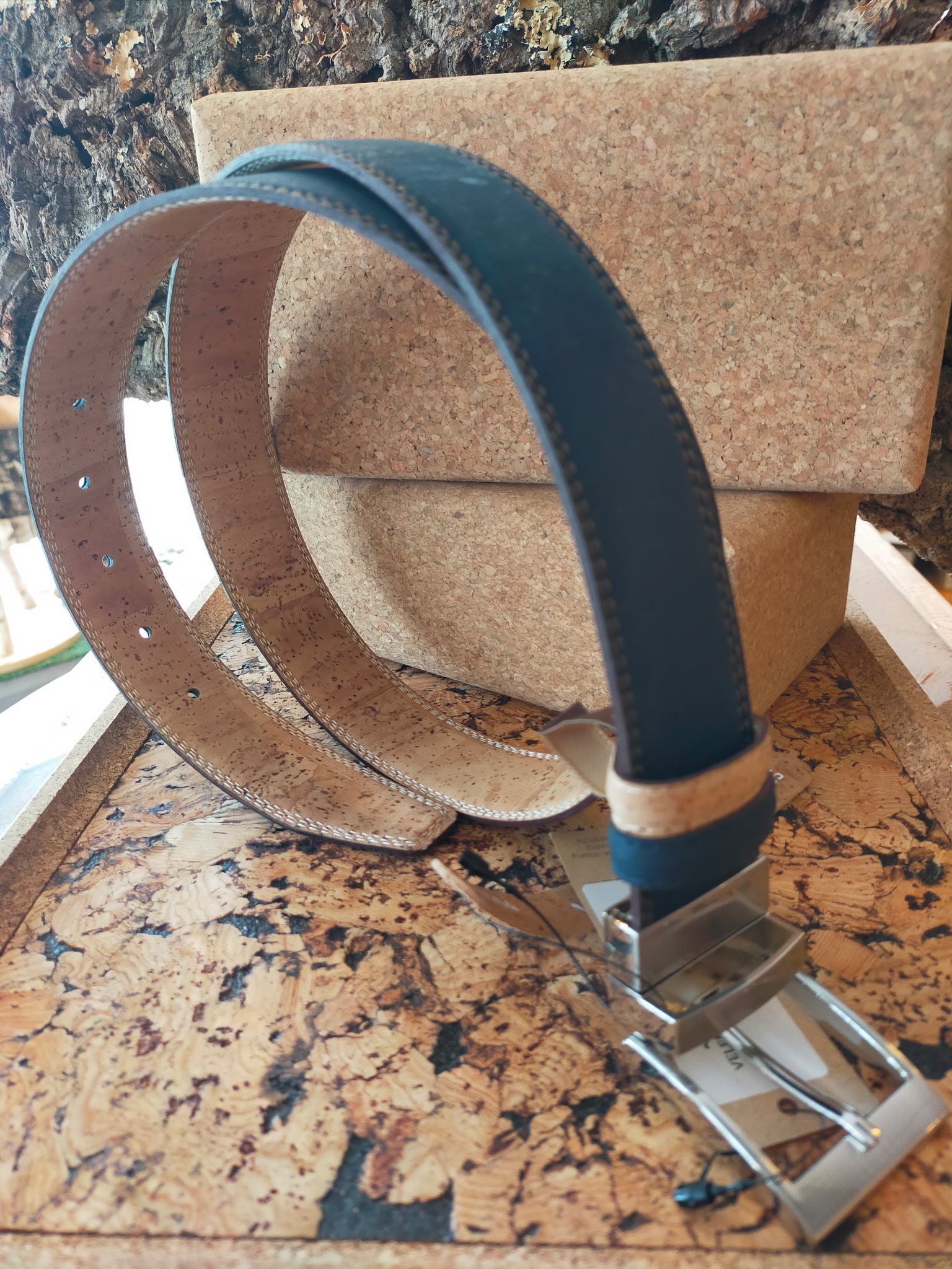 Ceinture en liège homme réversible