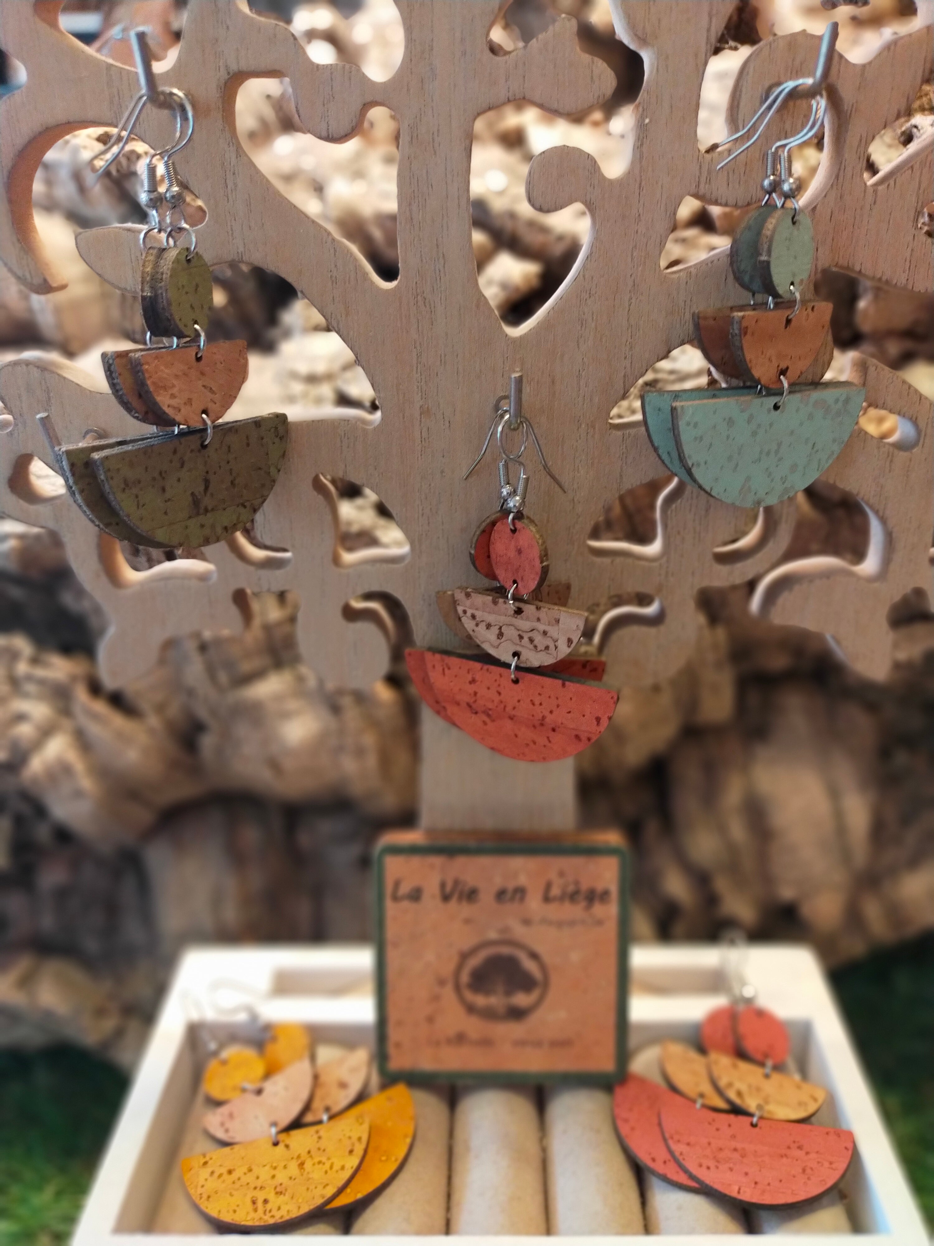 Boucles d'oreilles en liège
