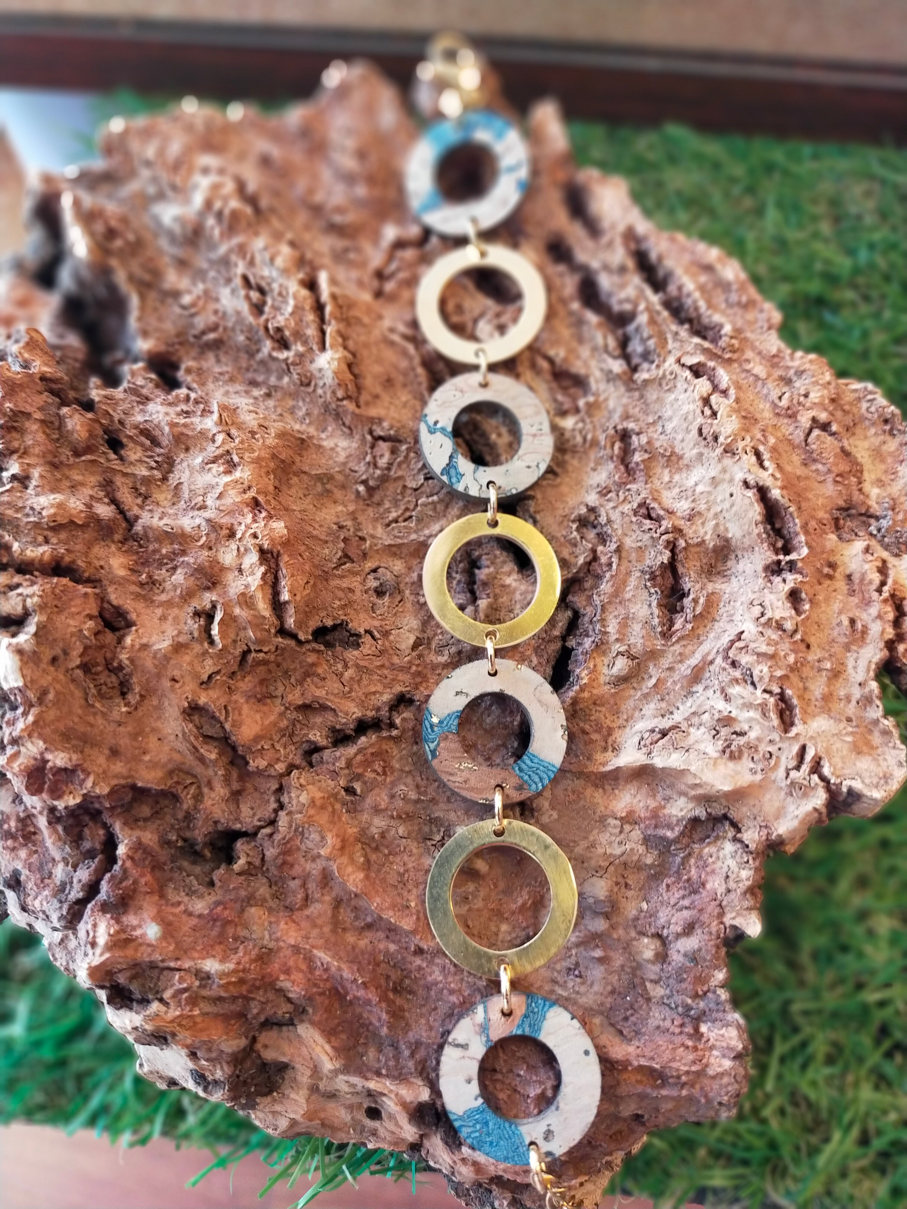 Bracelet en liège et acier doré