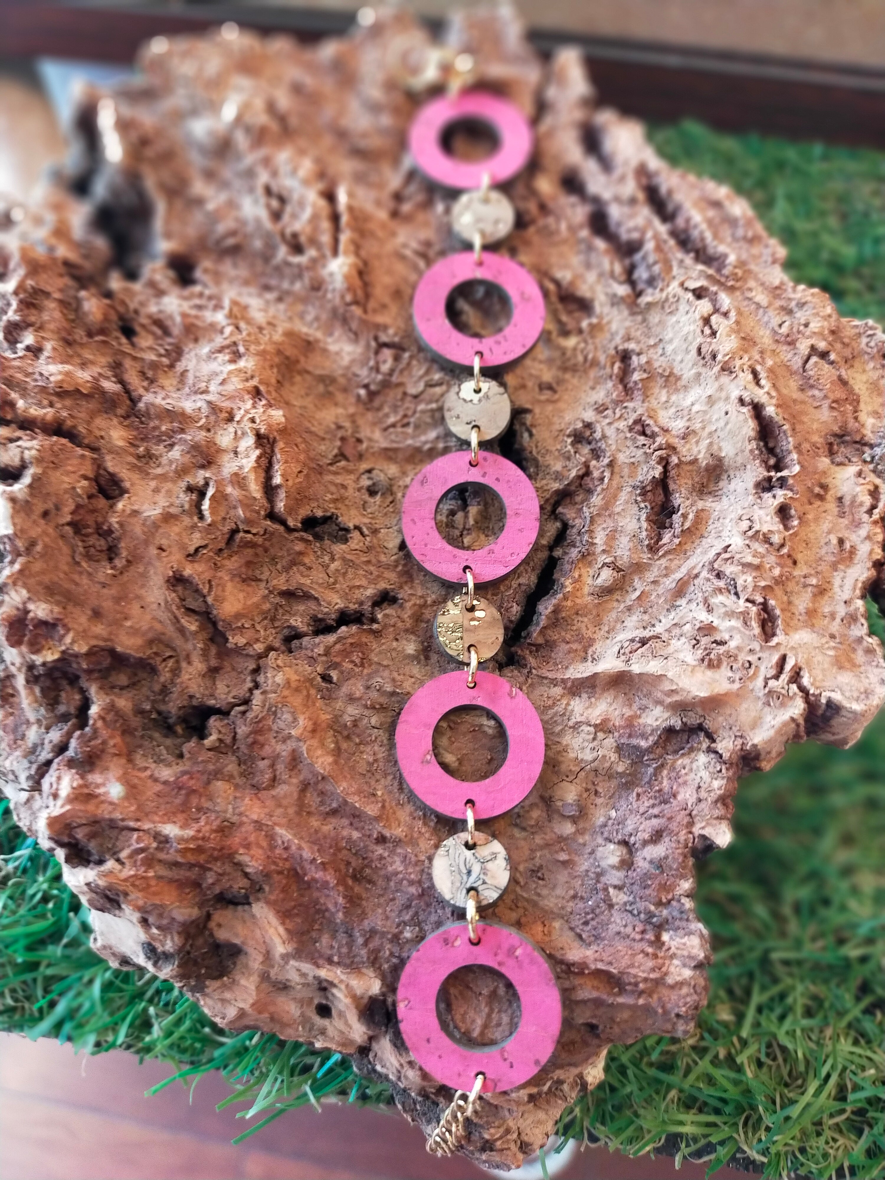 Bracelet en liège rose