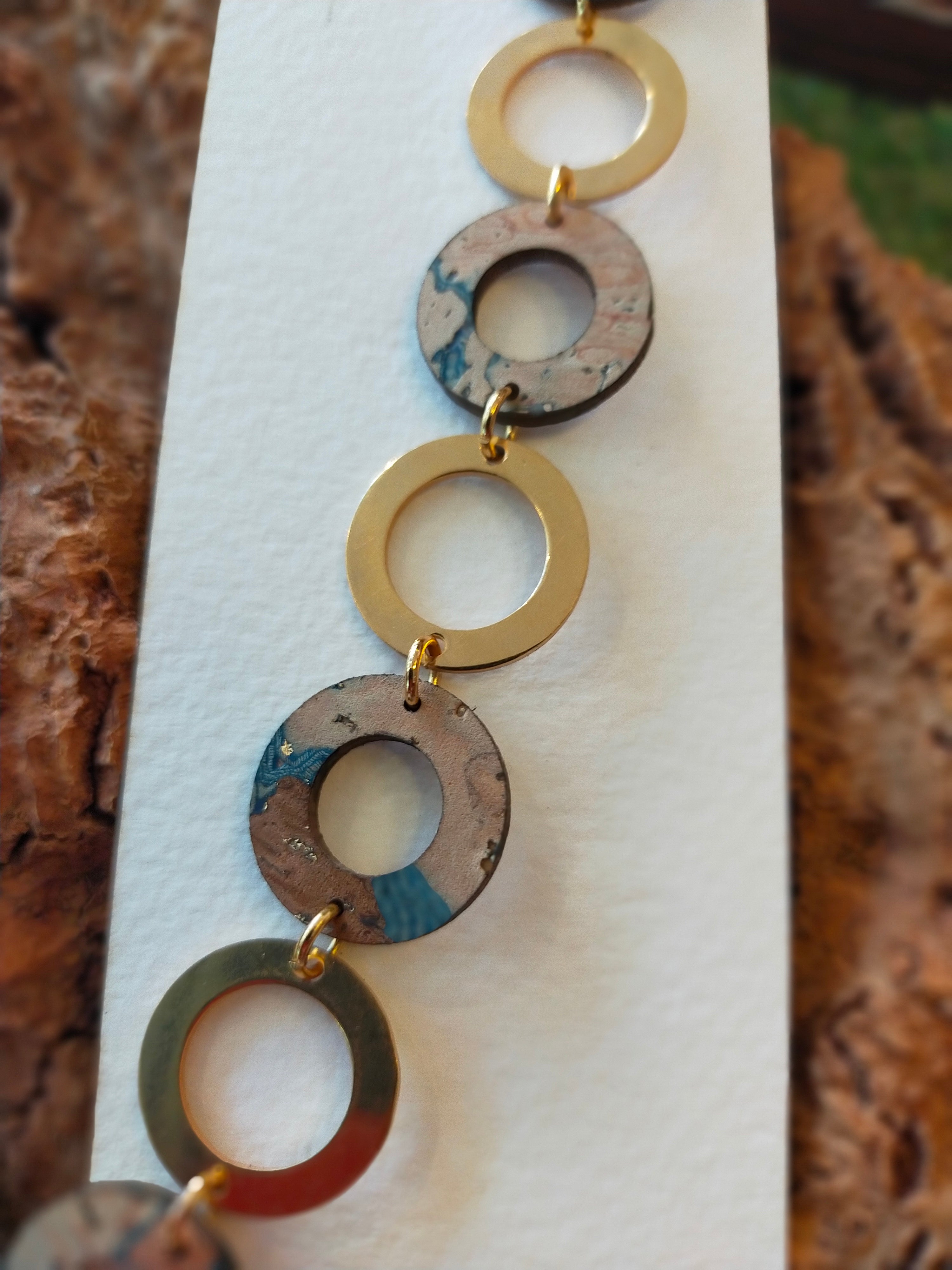 Bracelet en liège et acier doré