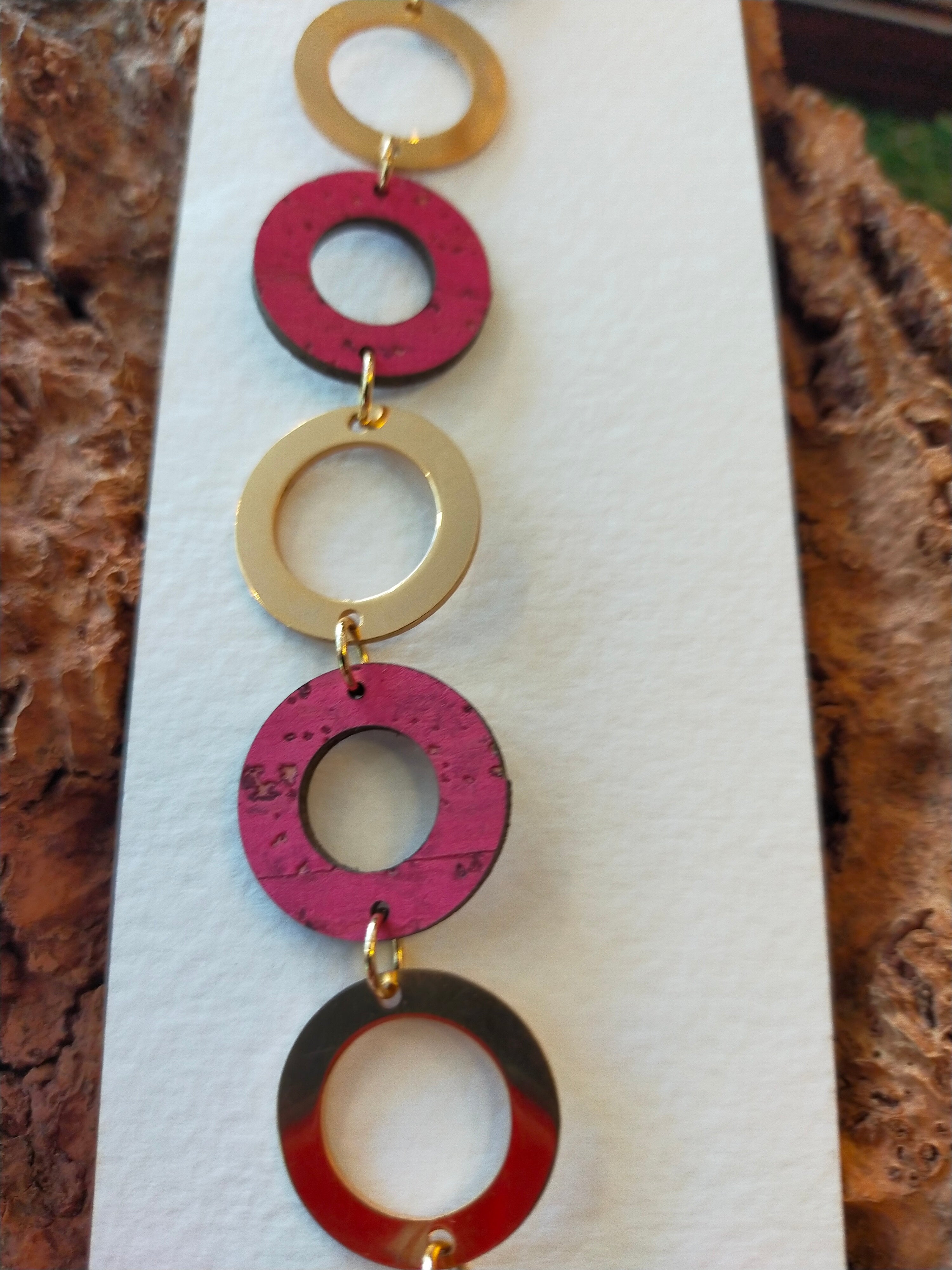 bracelet en liège rose