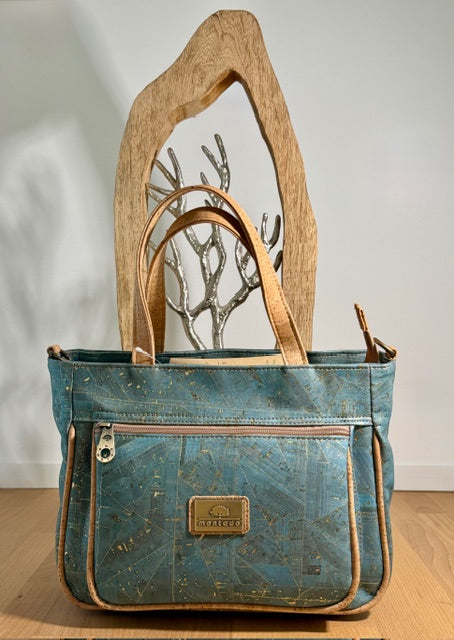 Sac à main en liège turquoise